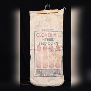 Corn‎ Bag Sack Cloth Bag,  CLOVER HILL HYBRID SEED CORN CO., Vintage Bag  #1